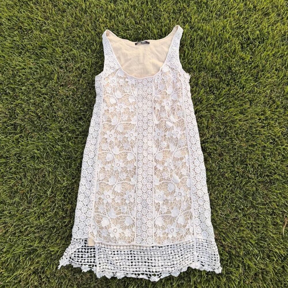 Unbranded Women's Cream and White Dress